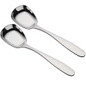 Stainless Steel Dessert Spoons, Square Head Spoons, Ice Cream Spoons, Stirring Spoon, Table Spoons, Dinner Spoons, Rice Spoons, Flat Square Spoon for Tea, Dessert, Sugar (Pack of 2, Big)