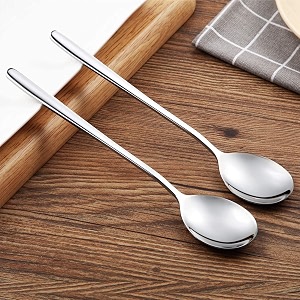 stainless steel long handle spoon iced tea spoon coffee spoon ice cream spoon cocktail stirring spoons for milks tea mixing cocktail stirring coffee milkshake cold drink pack of 2