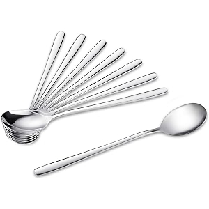stainless steel long handle spoon iced tea spoon coffee spoon ice cream spoon cocktail stirring spoons for milks tea mixing cocktail stirring coffee milkshake cold drink pack of 6