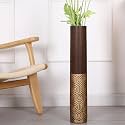Leewadee Decorative Tall Floor Vase for Living Room Decor, 25 inches, Brown Gold, Resin