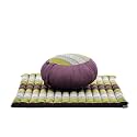 Leewadee Meditation Cushion Set – 1 Round Zafu Meditation Pillow and 1 Square Roll-Up Zabuton Meditation Mat, Pillows Bundle Filled with Kapok