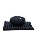 Leewadee Meditation Cushion Set – 1 Round Zafu Meditation Pillow and 1 Square Roll-Up Zabuton Meditation Mat, Pillows Bundle Filled with Kapok