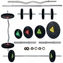LEEWAY 40 Kg Rubber Weight Plates for Home Gym | Dumbbells &amp; Barbell Set | Curl Rod, Straight Rod, 31mm Hole | Home Gym Combo Set | Fitness Equipment for Men &amp; Women (2.5X4+7.5X4, Black)
