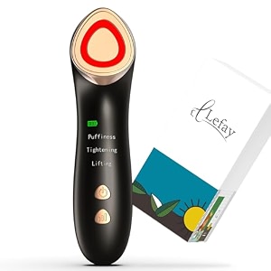 lefay radio frequency skin tightening face machine - microcurrent anti-aging face massager eye de-puffing device for facial neck lifting firming toning wrinkle puffiness reduction upgraded version