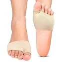 Leg Cushion Pad Metatarsal Pads for Men &amp; Women | Ball of Foot Pain Relief Cushions for Sesamoiditis, Metatarsalgia &amp; Morton's Neuroma | Fabric Sleeves with Gel Inserts, Beige, Large (1 Pair)