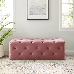 legacy of comfort 483939 modway amour tufted button entryway performance velvet bench rose pink 48x19x165