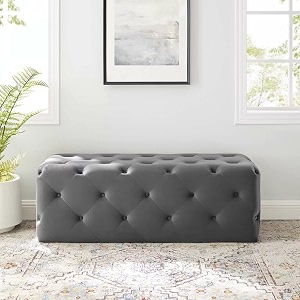 legacy of comfort 483939 modway amour tufted button entryway performance velvet bench grey 48x19x165