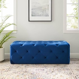 legacy of comfort 483939 modway amour tufted button entryway performance velvet bench navy blue 48x19x165