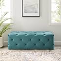LEGACY OF COMFORT 48'' Modway Amour Tufted Button Entryway Performance Velvet Bench (Sea Blue, 48x19x16.5)