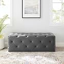 LEGACY OF COMFORT 48'' Modway Amour Tufted Button Entryway Performance Velvet Bench (Grey, 48x19x16.5)