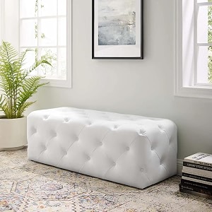 legacy of comfort modway amour tufted button entryway performance velvet bench white 48x19x165