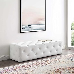 legacy of comfort modway amour tufted button entryway performance velvet bench white 60x19x165