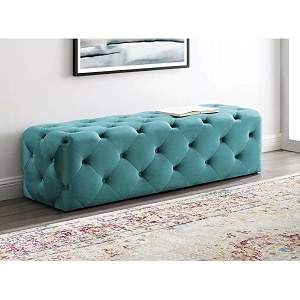 legacy of comfort modway amour tufted button entryway performance velvet bench sea blue 60x19x165