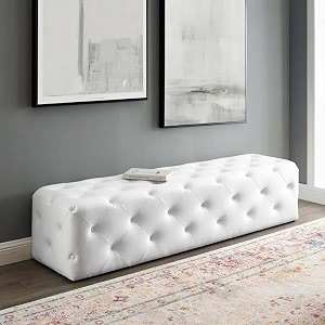 legacy of comfort modway amour tufted button entryway performance velvet bench white 72x19x165