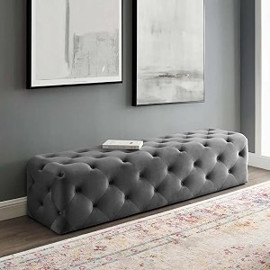 legacy of comfort modway amour tufted button entryway performance velvet bench grey 72x19x165