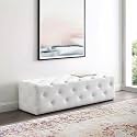 LEGACY OF COMFORT Modway Amour Tufted Button Entryway Performance Velvet Bench (White, 60x19x16.5)