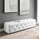 LEGACY OF COMFORT Modway Amour Tufted Button Entryway Performance Velvet Bench (White, 72x19x16.5)