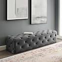 LEGACY OF COMFORT Modway Amour Tufted Button Entryway Performance Velvet Bench (Grey, 72x19x16.5)