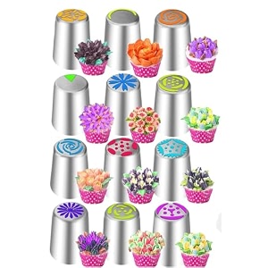12 pcs russian piping tips piping bags and tips set 12 flower frosting tips nozzles for cake decorating baking supplies for cupcake cookie any 12 design