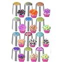 12 PCS Russian Piping Tips, Piping Bags and Tips Set, 12 Flower Frosting Tips Nozzles for Cake Decorating, Baking Supplies for Cupcake Cookie Any (12 Design)