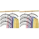 Legging Organizer for Closet, Metal Yoga Pants Hangers 8 Pack w/10 Clips Holds 40 Leggings, Space Saving Hanging Closet Organizer w/Rubber Coated Closet Organizers and Storage, Black