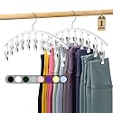 Legging Organizer for Closet, Metal Yoga Pants Hanger w/Rubber Coated 1 Pack w/10 Clips Hold 10 Leggings, Hangers Space Saving Hanging Closet Organizer for Closet Organizers and Storage-White