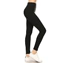Leggings Depot Women's High Waisted No-Roll Leggings, 3" Waistband