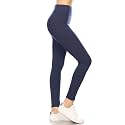 Leggings Depot Women's High Waisted No-Roll Leggings, 3" Waistband