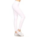 Leggings Depot Women's High Waisted No-Roll Leggings, 3" Waistband