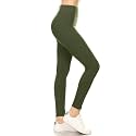 Leggings Depot Women's High Waisted No-Roll Leggings, 3" Waistband