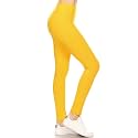 Leggings Depot Women's High Waisted No-Roll Leggings, 3" Waistband