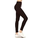 Leggings Depot Women's High Waisted No-Roll Leggings, 3" Waistband