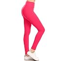 Leggings Depot Women's High Waisted No-Roll Leggings, 3" Waistband