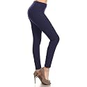 Leggings Depot Women's High Waisted No-Roll Leggings, 1" Waistband