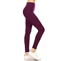 Leggings Depot Women's High Waisted No-Roll Leggings, 3" Waistband