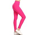 Leggings Depot Women's High Waisted No-Roll Leggings, 3" Waistband