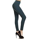 Leggings Depot Women's High Waisted No-Roll Leggings, 1" Waistband