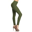Leggings Depot Women's High Waisted No-Roll Leggings, 1" Waistband