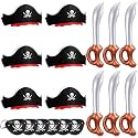 Legigo 18 Pcs Pirate Party Accessories for Kids, 6 Hats 6 Patches 6 Swords