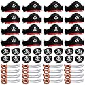 Legigo 48Pcs Pirate Party Accessories for Kids 16 Hats 16 Patches 16 Swords