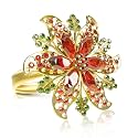 Legigo Set of 6 Christmas Flower Napkin Rings Set- Metal Xmas Napkin Ring Holders for Cloth Napkins, Christmas Holiday Party Dinner Table Decoration