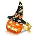 Legigo Set of 6 Halloween Napkin Rings for Dinning Table Settings- Horror Scary Orange Pumpkin Black Witch Hat Napkin Holder Ring for Holiday Party Kitchen Dinner Table Decarations