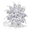Legigo Set of 8 Christmas Lotus Flower Napkin Rings Set for Dinning Table Setting- Silver Rhinestone Xmas Winter Napkin Ring Holders for Cloth Napkins, Christmas Holiday Party Dinner Table Decoration