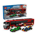 LEGO City F1 Truck with RB20 & AMR24 F1 Cars Toy Racing Transporter Set (1086 Blocks)