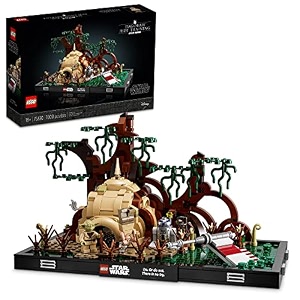 lego star wars dagobah jedi training diorama 75330 set - complete series with yoda and r2-d2 minifigures and luke skywalkers x-wing birthday gift idea for adults men women room dcor memorabilia