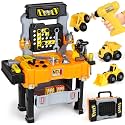 Lehoo Castle Kids Tool Bench with Electric Drill, Realistic Tools, Trucks