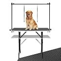 LEIBOU 45'' Height Adjustable(23''~33.8'') and Foldable Pet Dog Grooming Table Heavy Duty Iron Frame with H-Shape Grooming Arm & Noose, Maximum Capacity Up to 260lbs, Black
