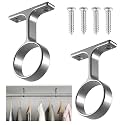 LEIFIDE 2 Pcs 1 5/16 Inch Round Closet Rod Support Bracket, Polished Chrome