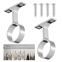 LEIFIDE 2 Pcs 1 5/16 Inch Round Closet Rod Support Bracket,Satin Silver