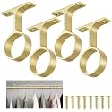 LEIFIDE 4 Pcs 1 5/16 Inch Round Closet Rod Support Bracket,Matte Brass
